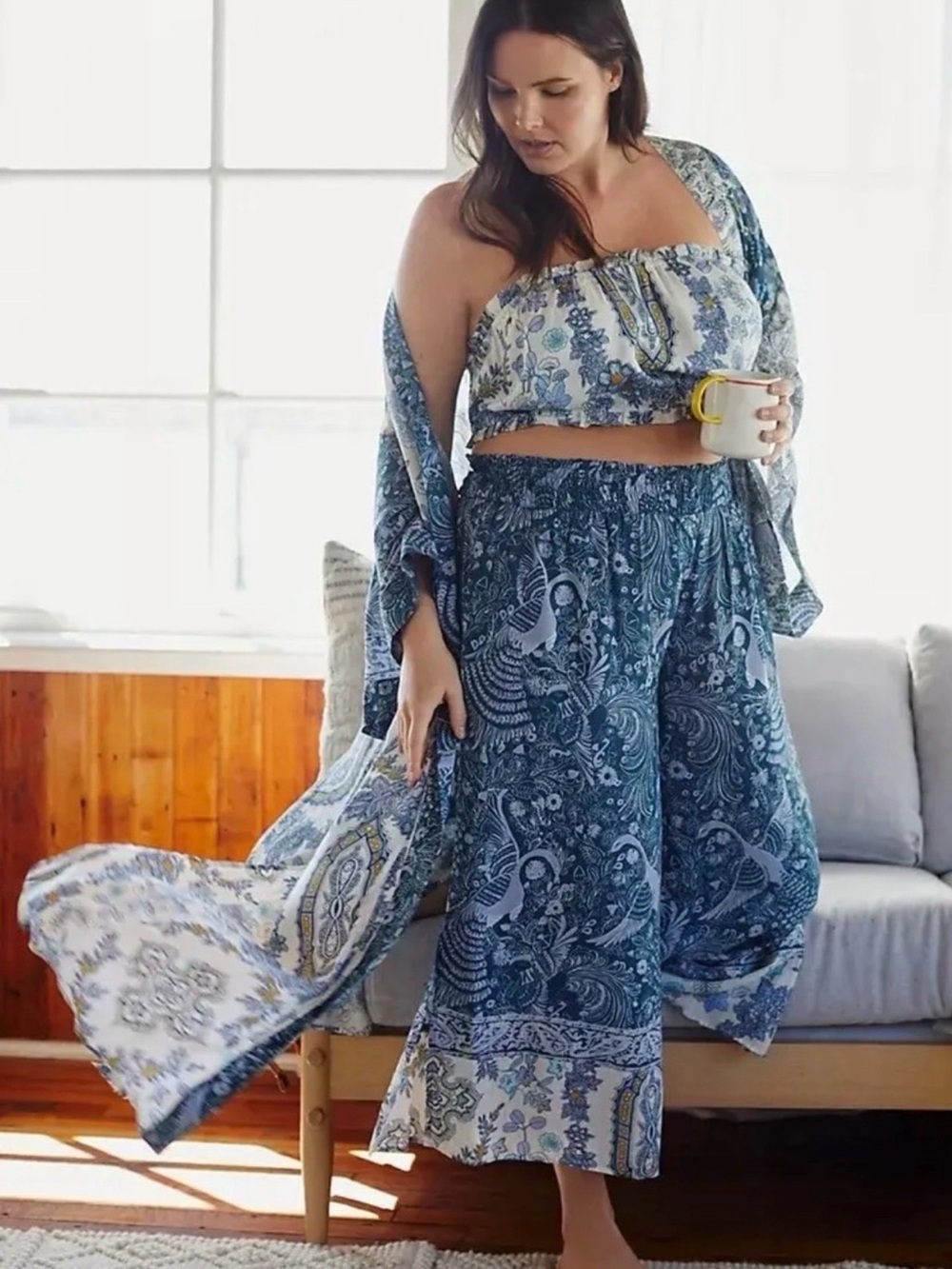 Anthropologie A+ Blue Paisley 3 Piece Set